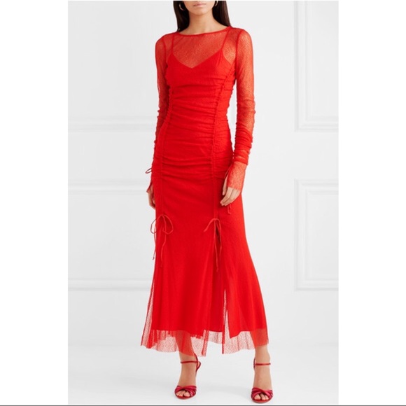 DVF Runway Maxi Fitted Mesh Lace Dress - Picture 2 of 4